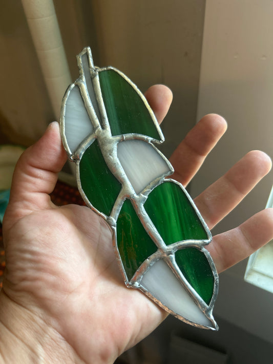 Green and White Feather