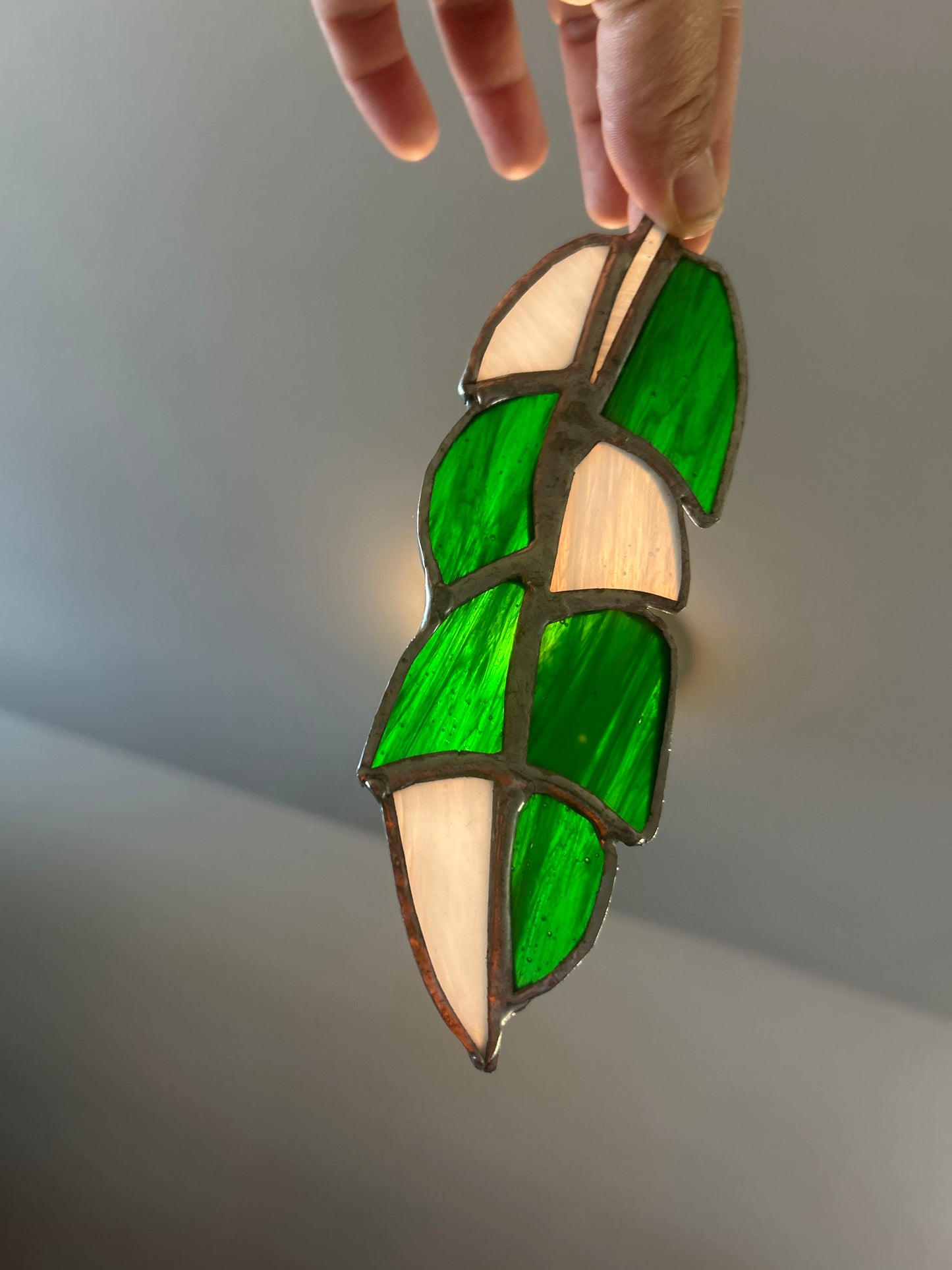 Green and White Feather