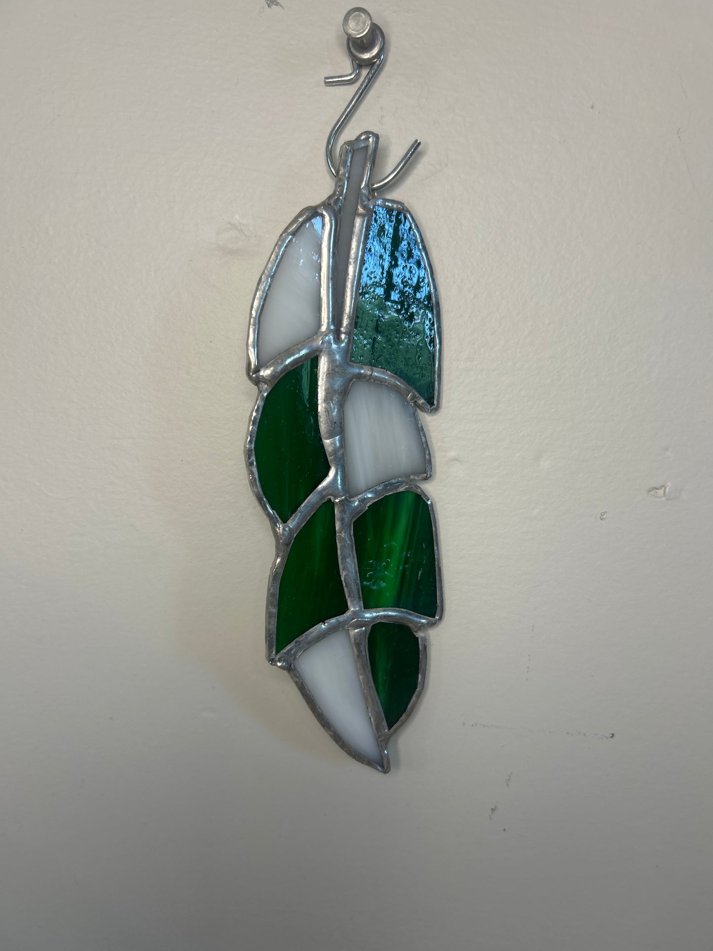 Green and White Feather